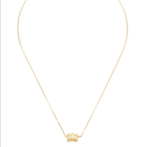 GOLD LOTUS FLOWER CAST PENDANT NECKLACE - Picture 4 of 4